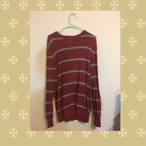 Red and grey striped sweater